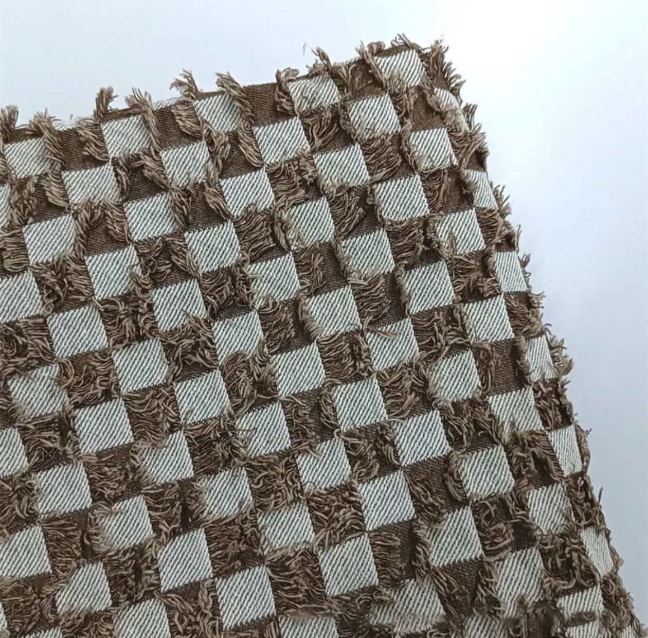 Color Cut  Check Denim Jacquard Fabric Checkerboard Washed Twill Cloth For Garment Handmade Cloth