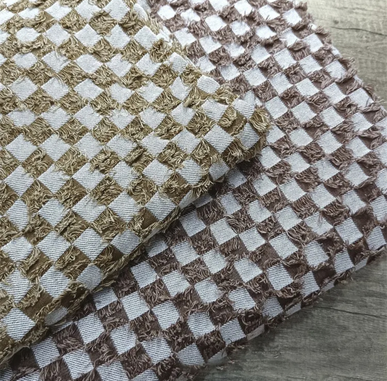 Color Cut  Check Denim Jacquard Fabric Checkerboard Washed Twill Cloth For Garment Handmade Cloth