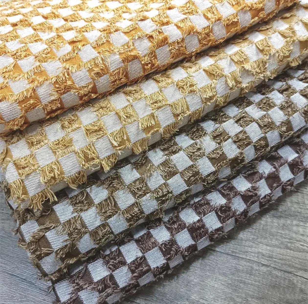 Color Cut  Check Denim Jacquard Fabric Checkerboard Washed Twill Cloth For Garment Handmade Cloth