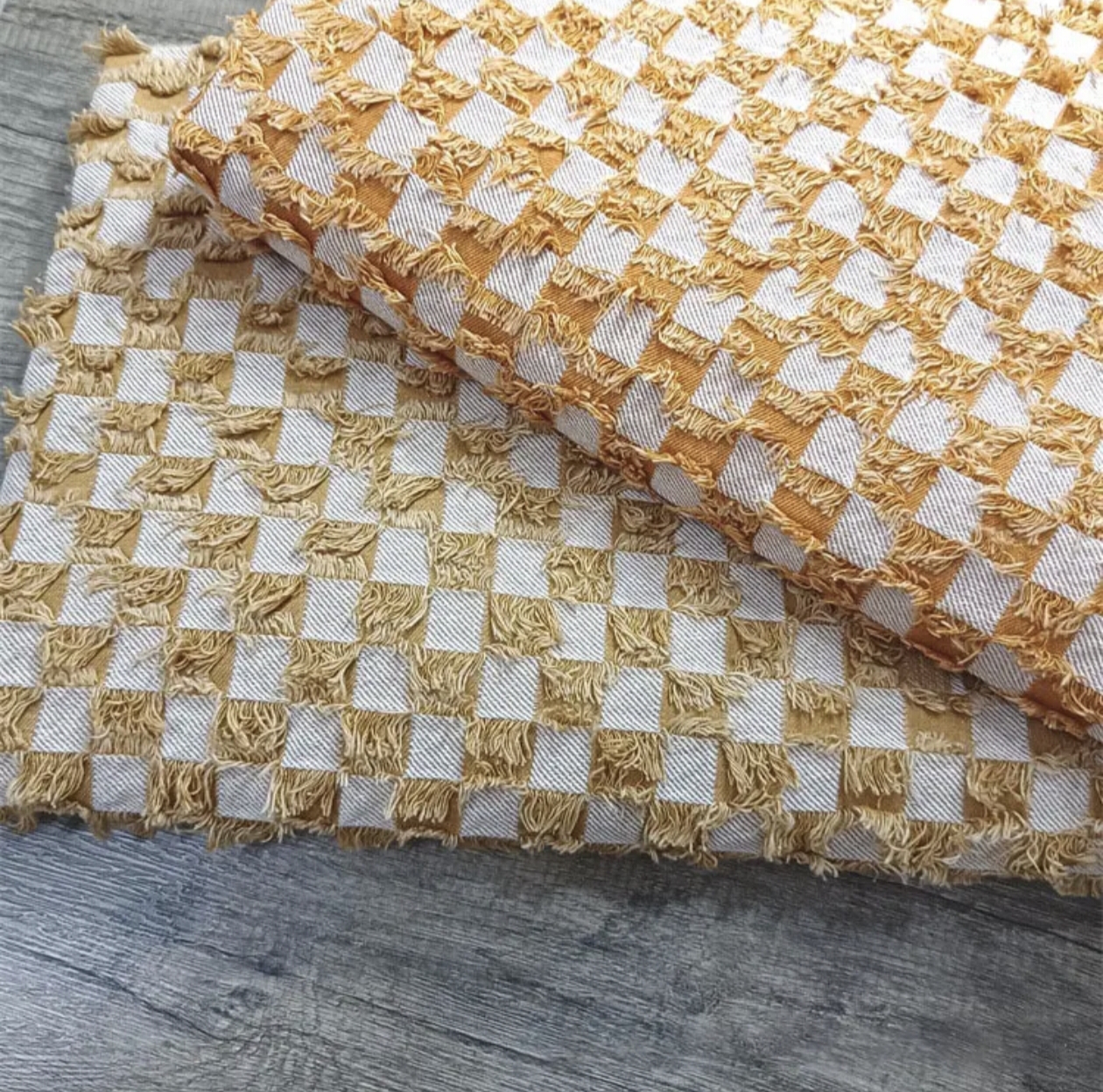 Color Cut  Check Denim Jacquard Fabric Checkerboard Washed Twill Cloth For Garment Handmade Cloth